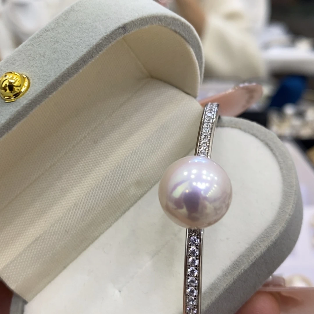 银S925镶嵌手镯淡水珍珠