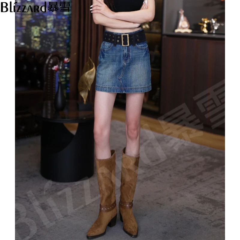 【玫瑰蓝茶】风铃半裙！牛仔短裙2025新款七支斜纹赛络纺_丹宁牛仔裙