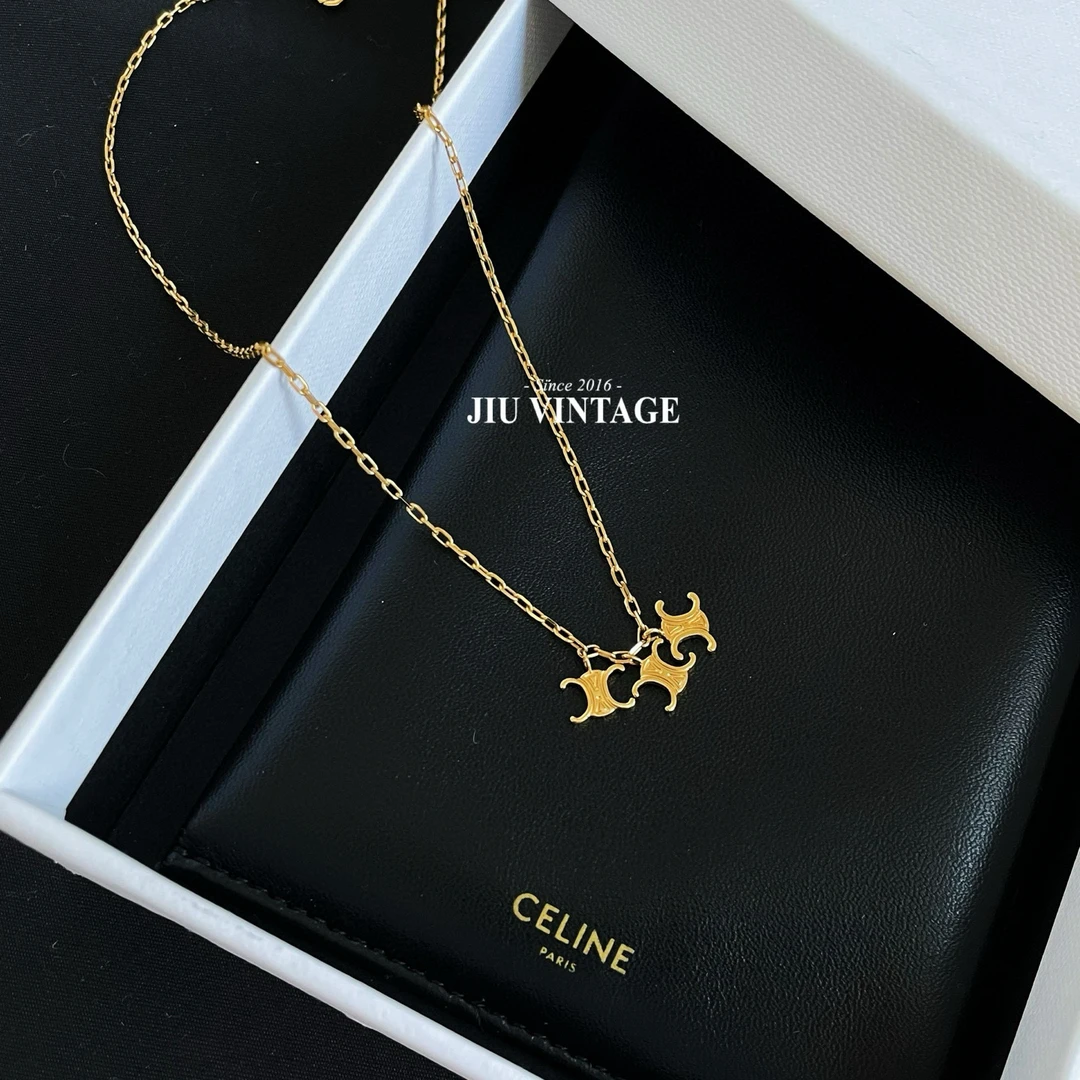 99新 Celine/思琳 凯旋门项链盒子防尘袋中检吊牌 CJM2-7992