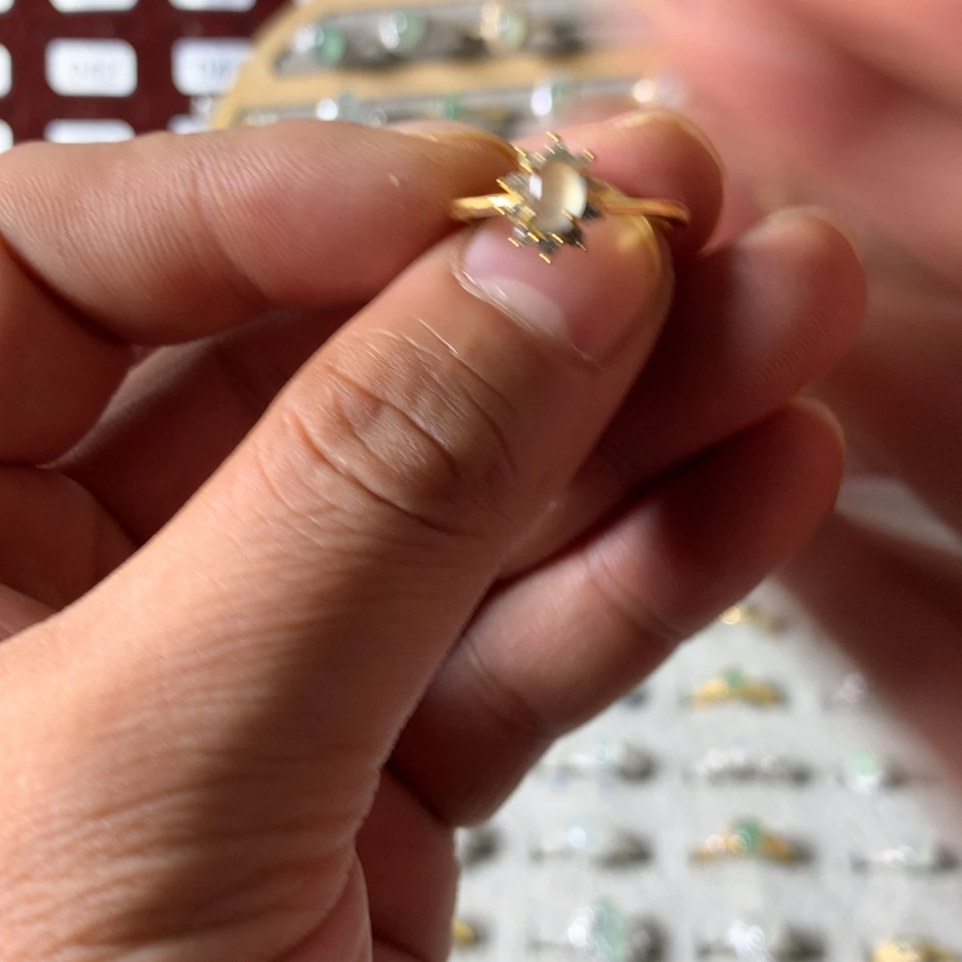 翡翠银S925镶嵌戒指334