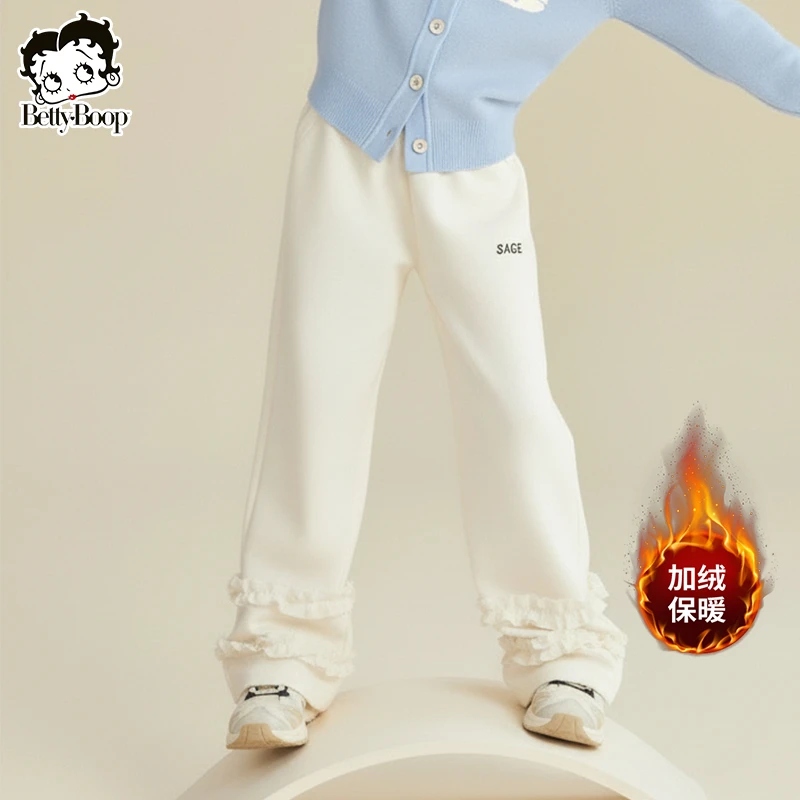 贝蒂童装洋气花边卫裤2025年新品加绒儿童中大童秋装长裤子25538