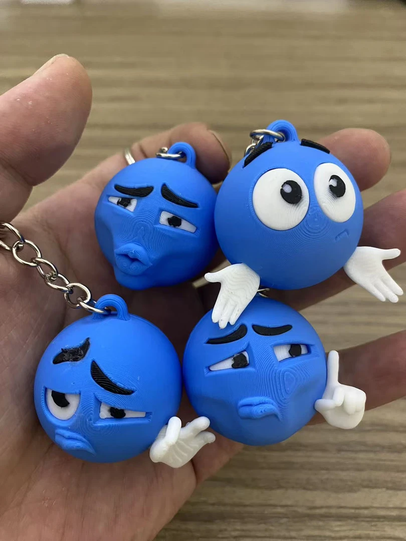 小蓝豆搞怪抽象表情亚克力钥匙扣书包拉链挂饰
