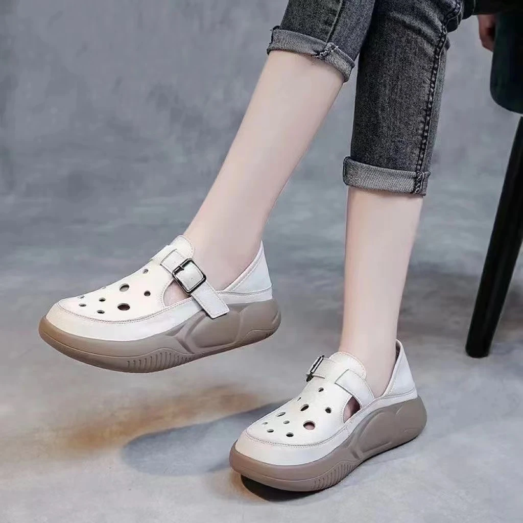 AY洞洞鞋镂空罗马凉鞋镂空凉鞋休闲妈妈鞋休闲风厚底软底百搭透气