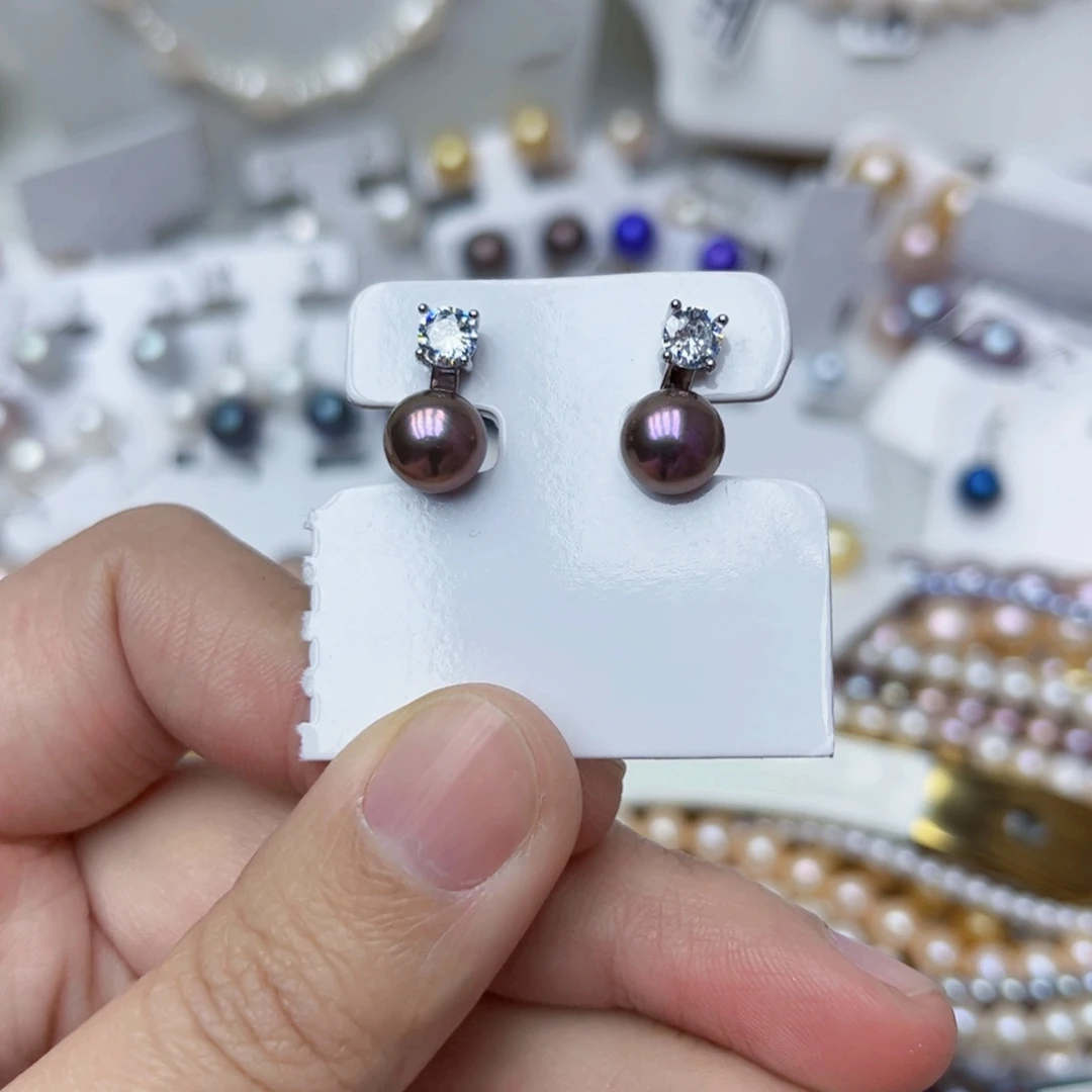 淡水珍珠耳饰银S925镶嵌