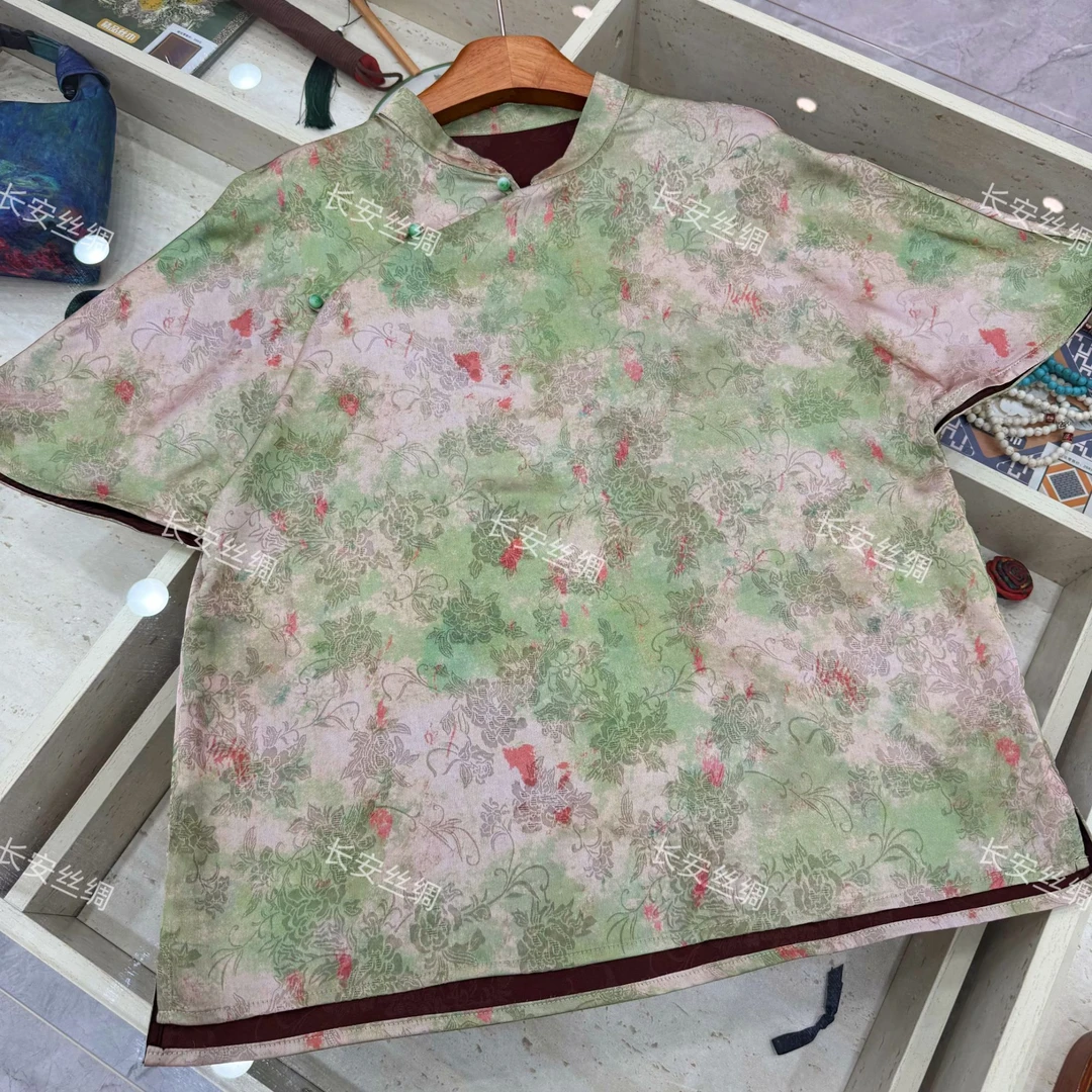 【长安】国风设计感气质显瘦提花短袖上衣女FY5051702