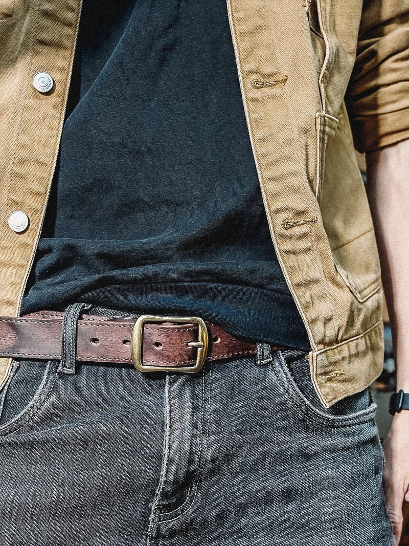 牛皮美式复古手工牛仔百搭头层真皮腰带商务休闲皮带真皮男士裤带