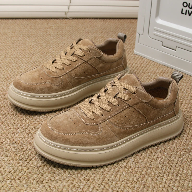 2025夏季新款轻便真皮翻毛板鞋时尚潮流网红潮鞋复古休闲鞋男鞋子