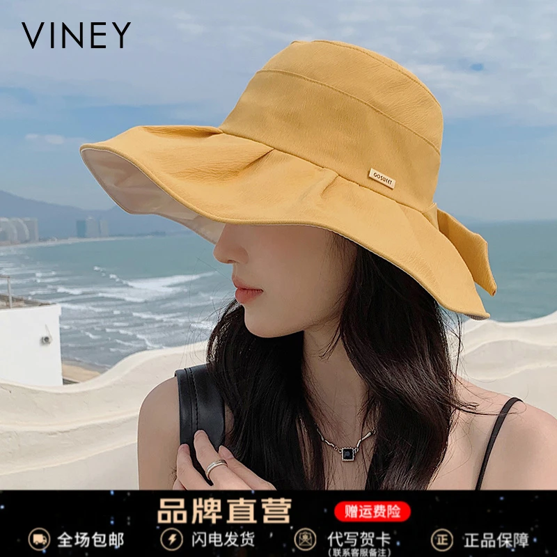 Viney渔夫帽子女2025新款防紫外线大檐太阳帽时尚夏季遮阳防晒帽