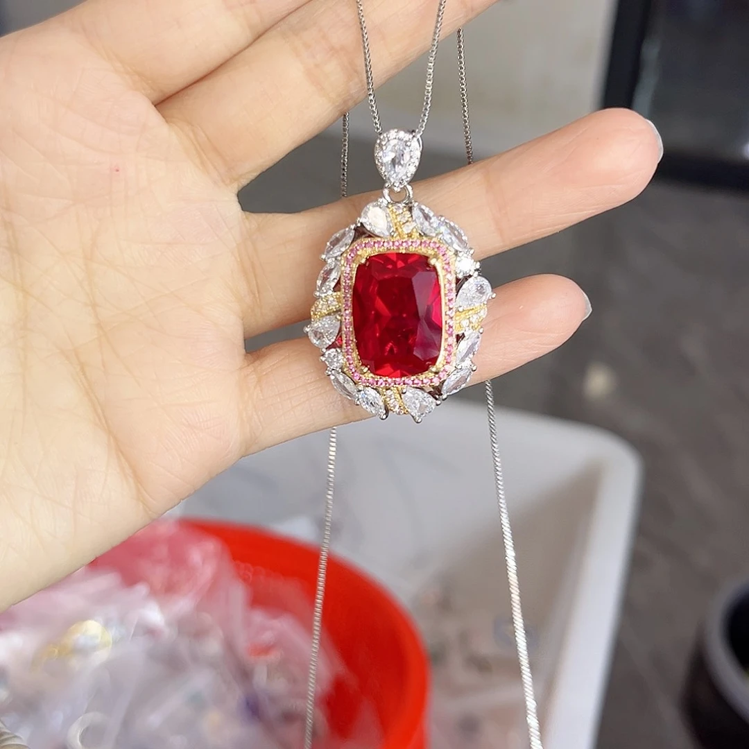 颈饰银S925镶嵌红宝石