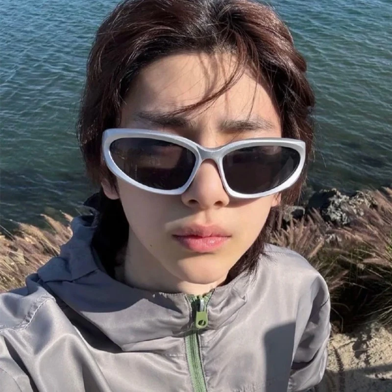 cortis金主训同款墨镜Y2K银色潮流未来感太阳眼镜i百搭ns风凹造型