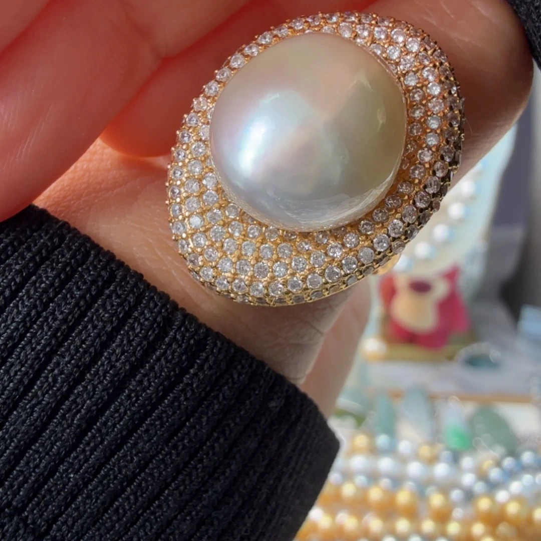 海水珍珠戒指银S925镶嵌