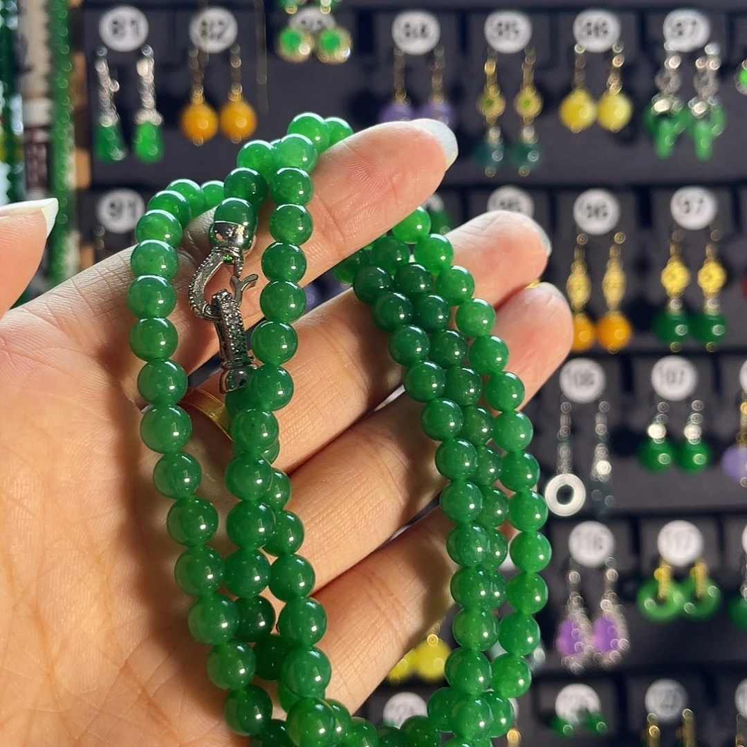 翡翠银S925镶嵌耳饰108颗