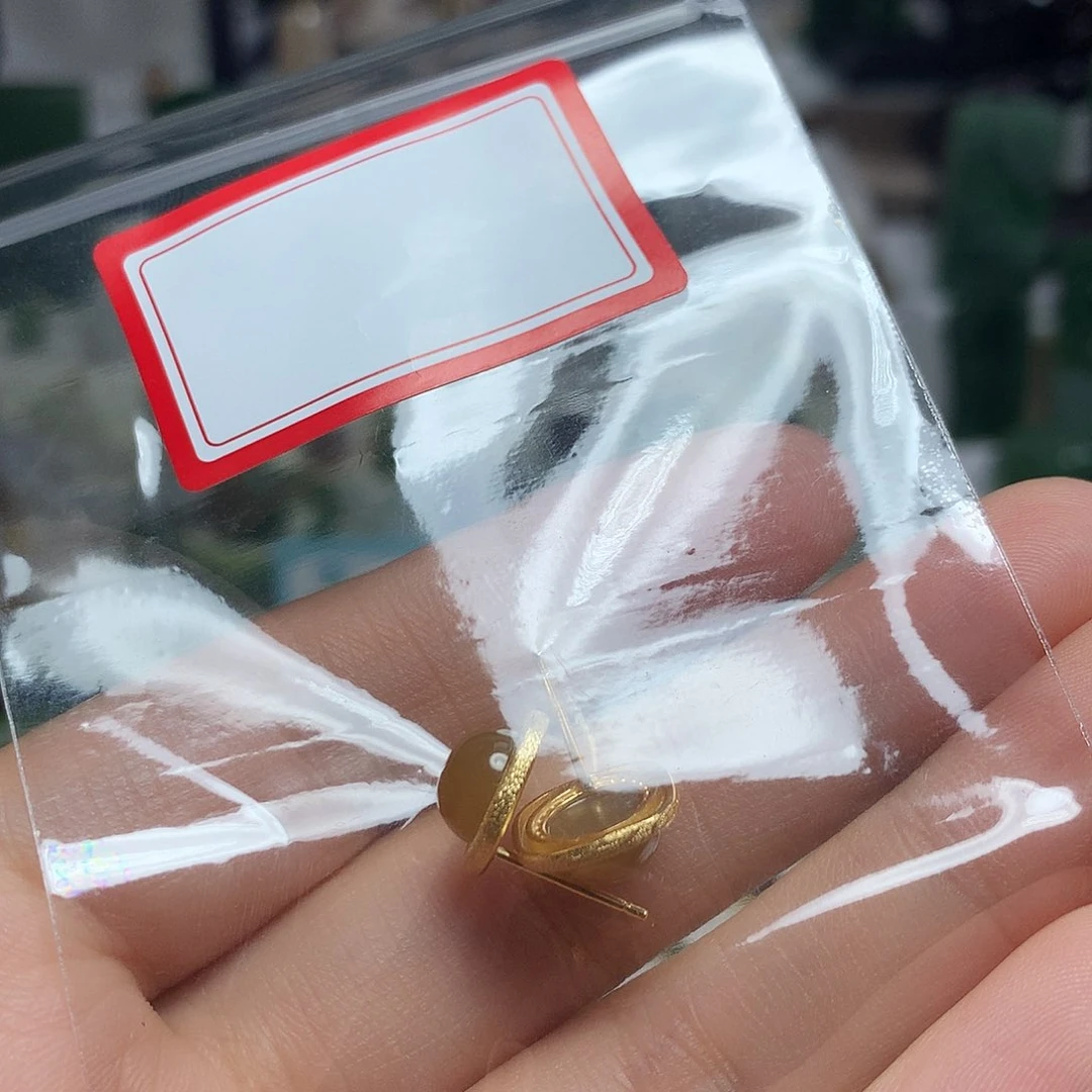 银S925镀金镶嵌和田玉（糖玉）耳饰躺****