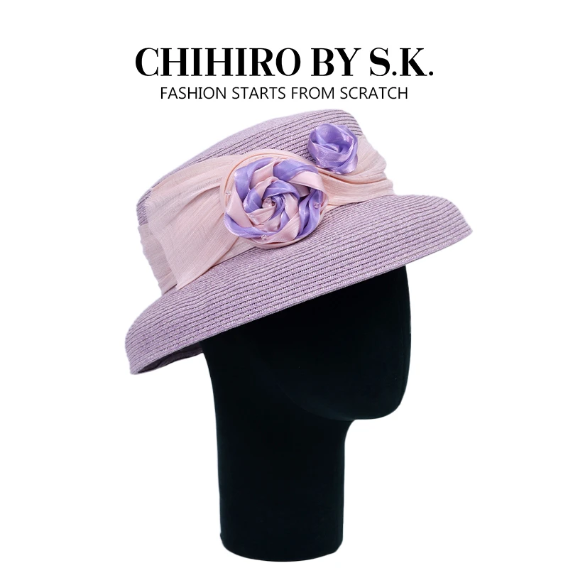 新帽馆度假风显脸小遮阳帽夏季紫玫瑰幻境百搭时尚气质赫本帽帽子