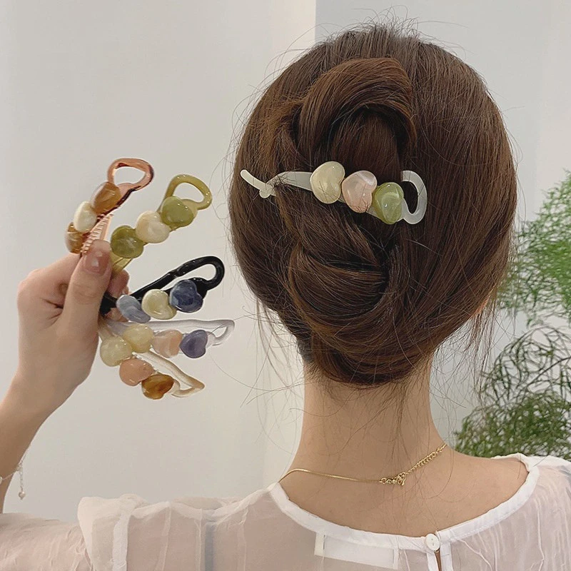 【春夏款发饰】甜美醋酸爱心青蛙扣一字夹发夹女生后脑勺优雅气质