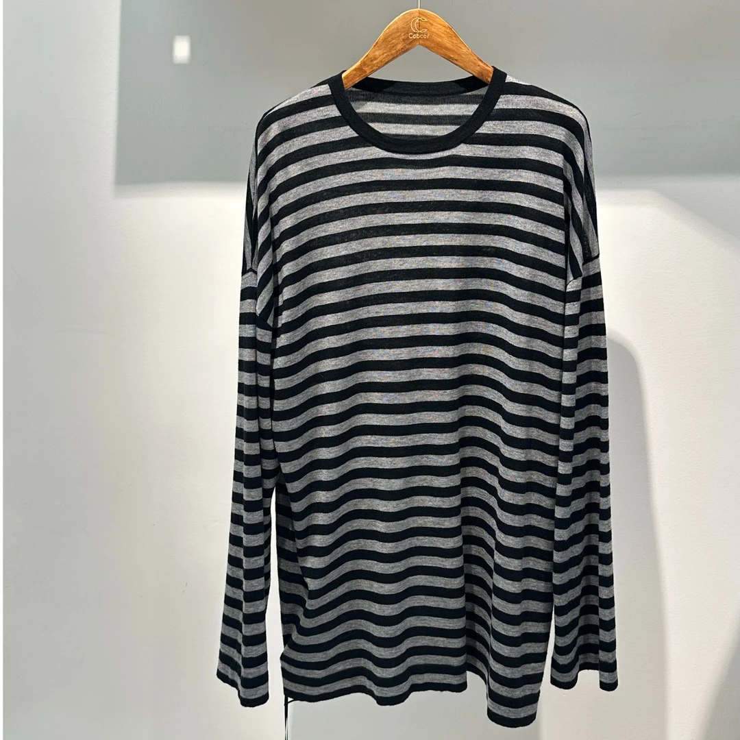 chalan  新款春款羊毛条纹阔版长袖T H25C02100