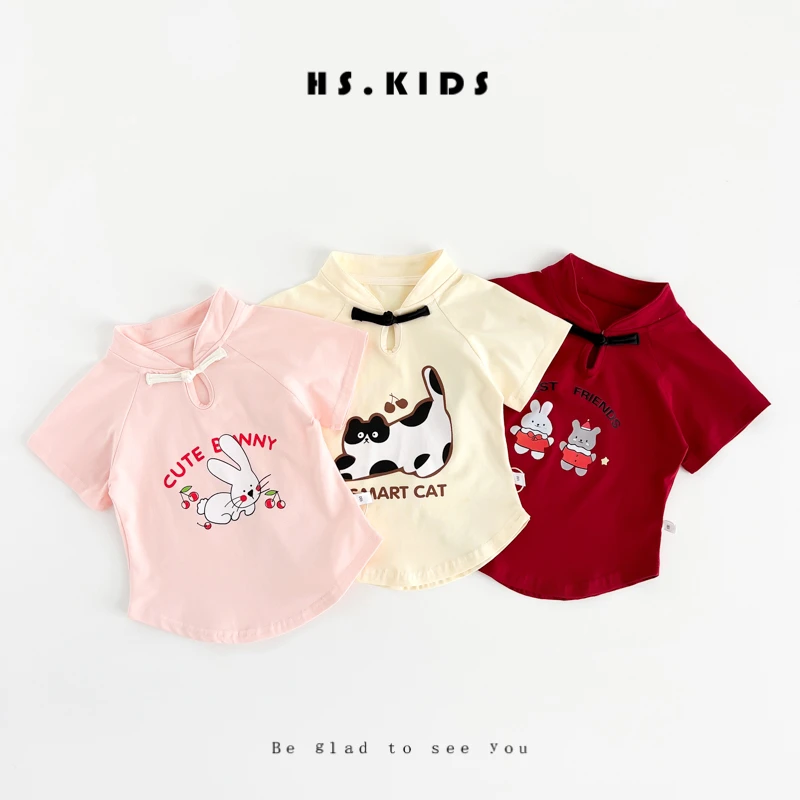 郝叔童品夏季新款洋气HZ42192儿童T恤2025时尚个性小女孩上衣潮
