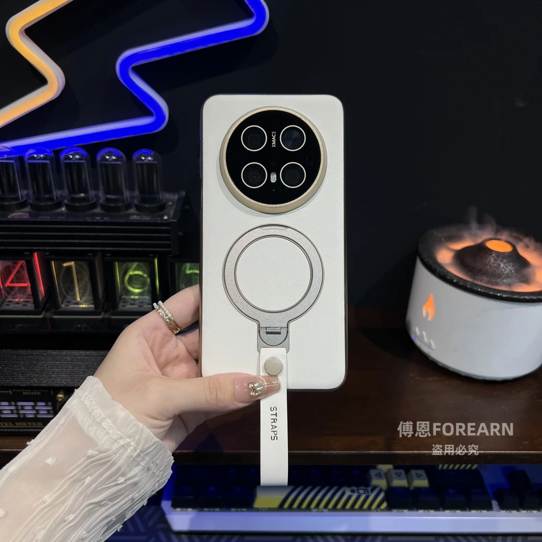 适用于华为mate70pro手机壳真皮mate60保护套mate60pro+加支架