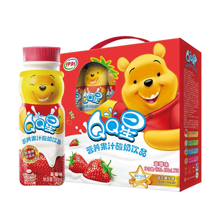 9月，QQ星营养果汁酸奶饮品草莓味 3200ml(200ml*16瓶)