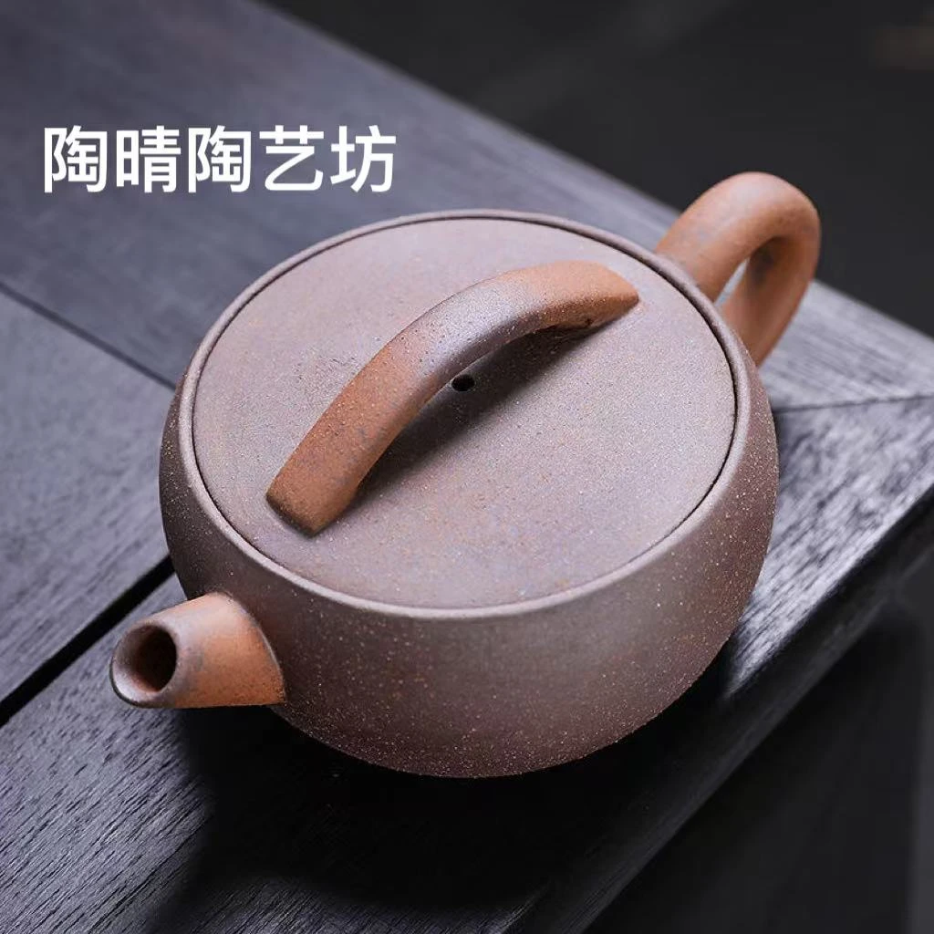 原矿粗陶茶壶泡茶专用复古宽口日式功夫茶具配件禅意高仿古汉瓦壶