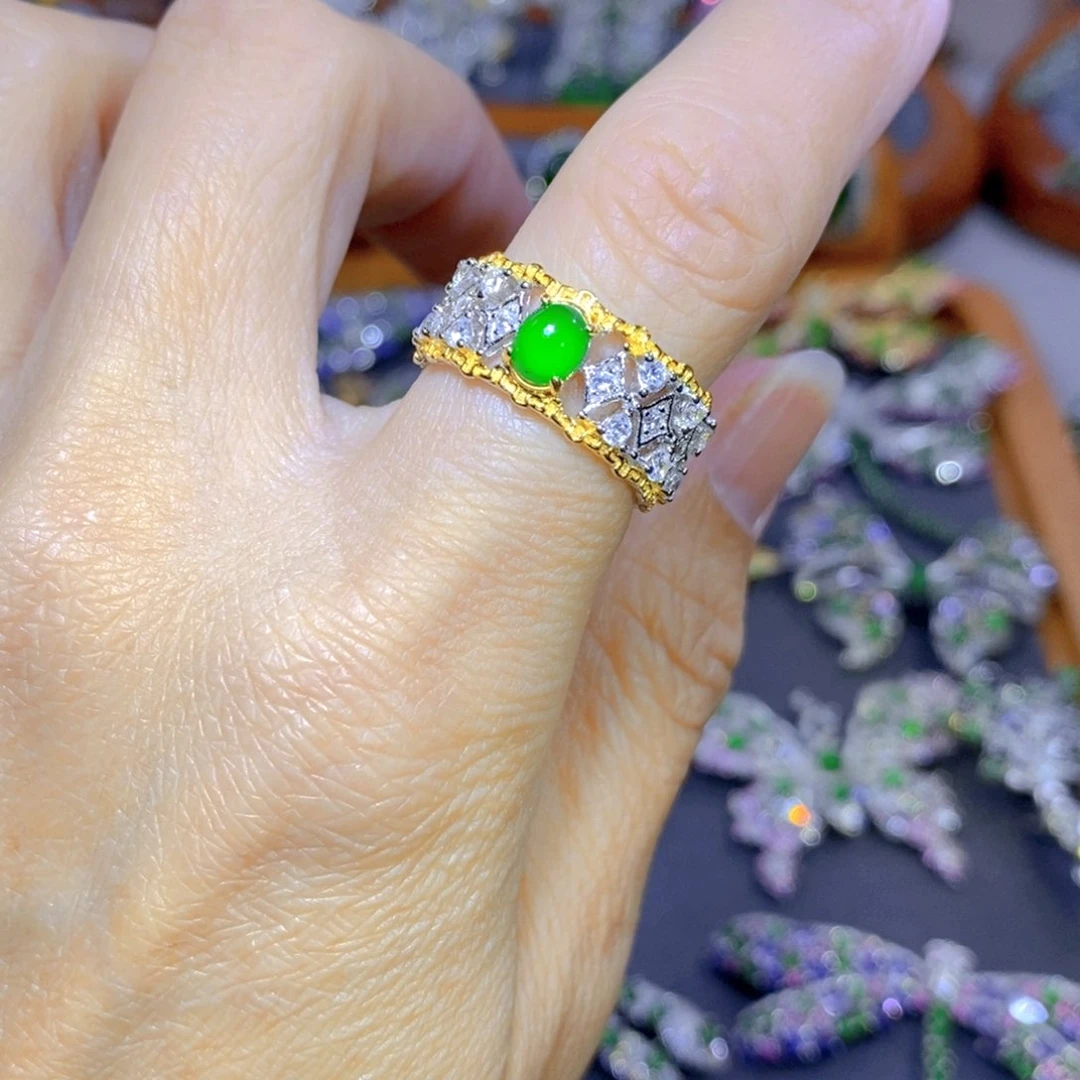 翡翠颈饰银S925镶嵌天然翡翠