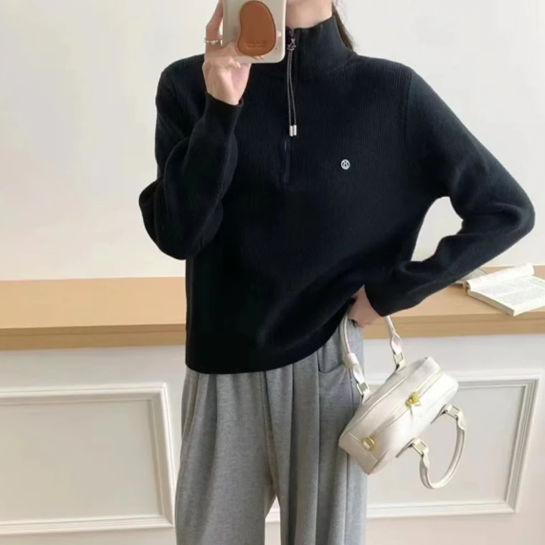 「可沐女装」冬款上新，时尚，百搭，休闲，拉链针织毛衣3355