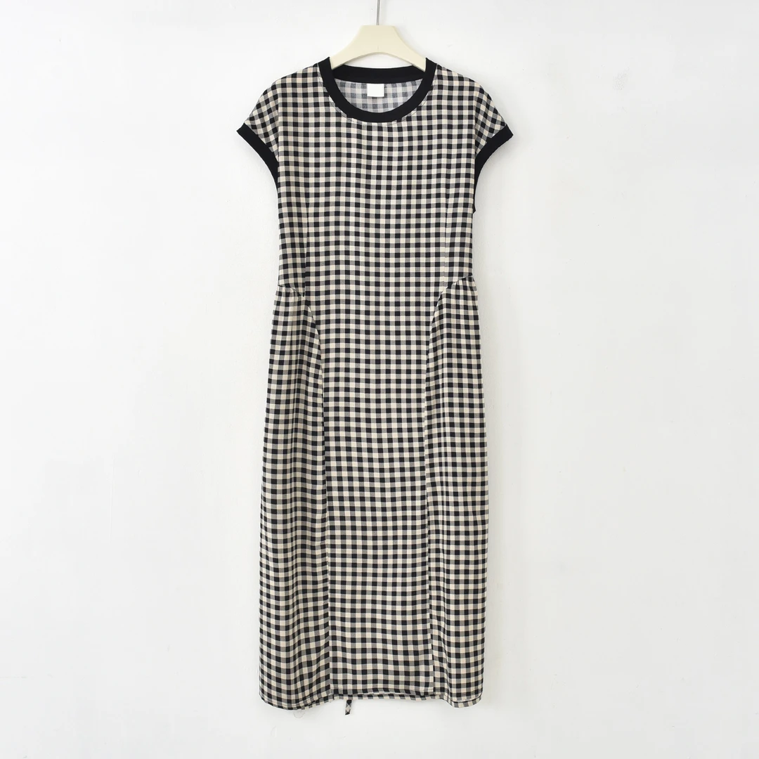 JYP-[素色碎花]25夏季新款极简时尚百搭绵绸连衣裙K-MF1352