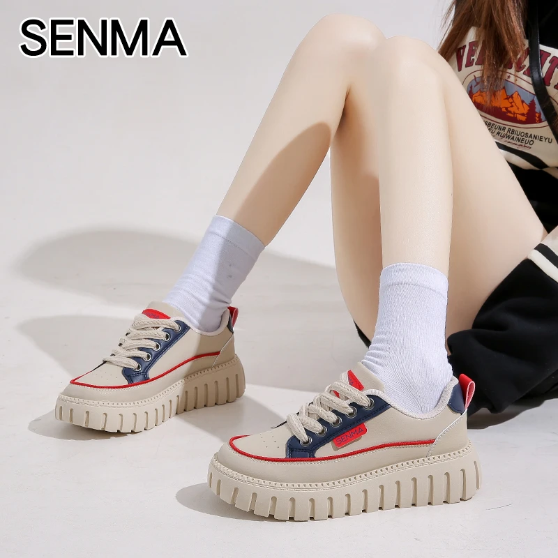 SENMA森马女鞋2025年春秋新款百搭厚底时尚休闲增高小白鞋运动鞋