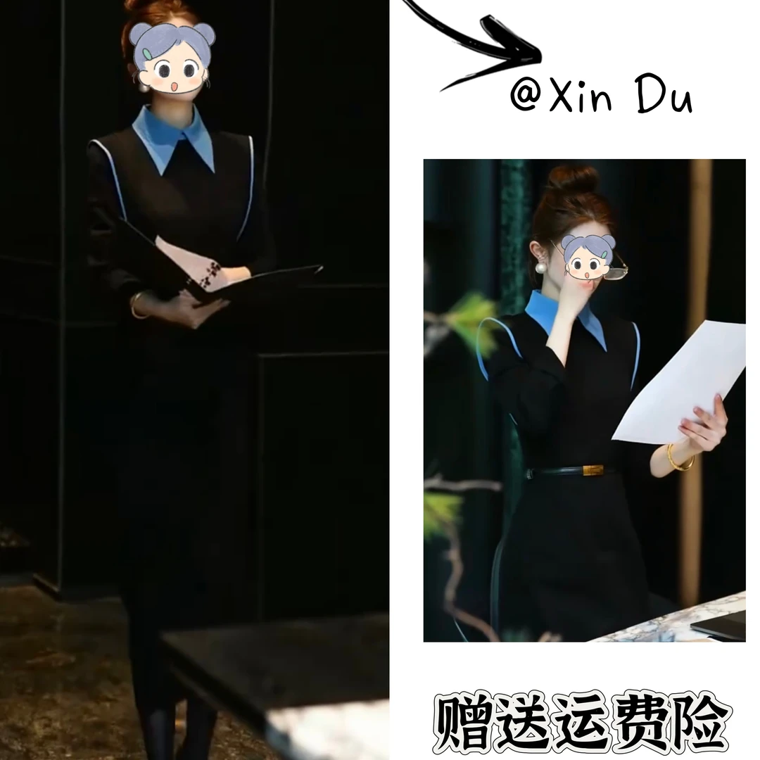 2025秋冬季新款时尚显瘦气质女士网红洋气连衣裙百搭款D24554