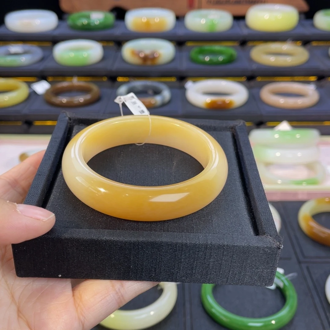 和田玉未镶嵌手镯粉糖、天地蜜糖54