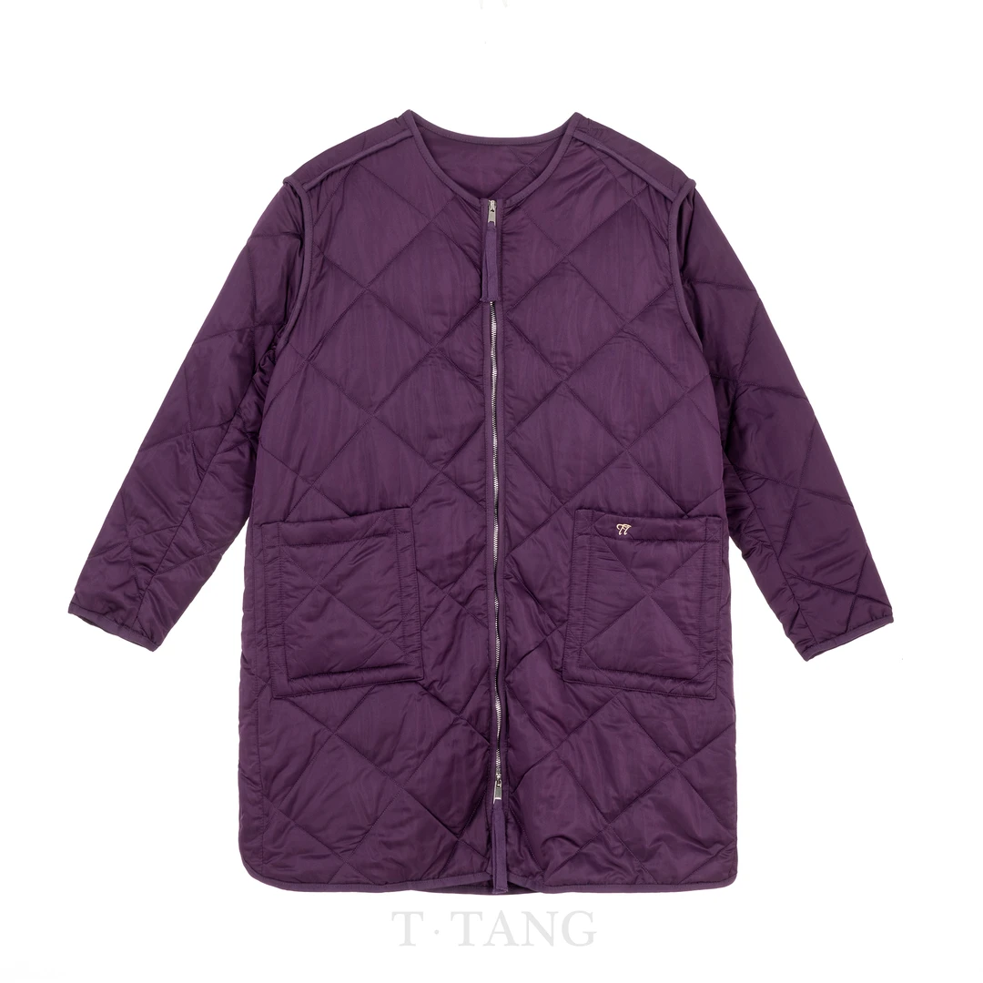 （微瑕介意勿拍）华夫格中长款休闲时尚百搭拉链棉服【2559】