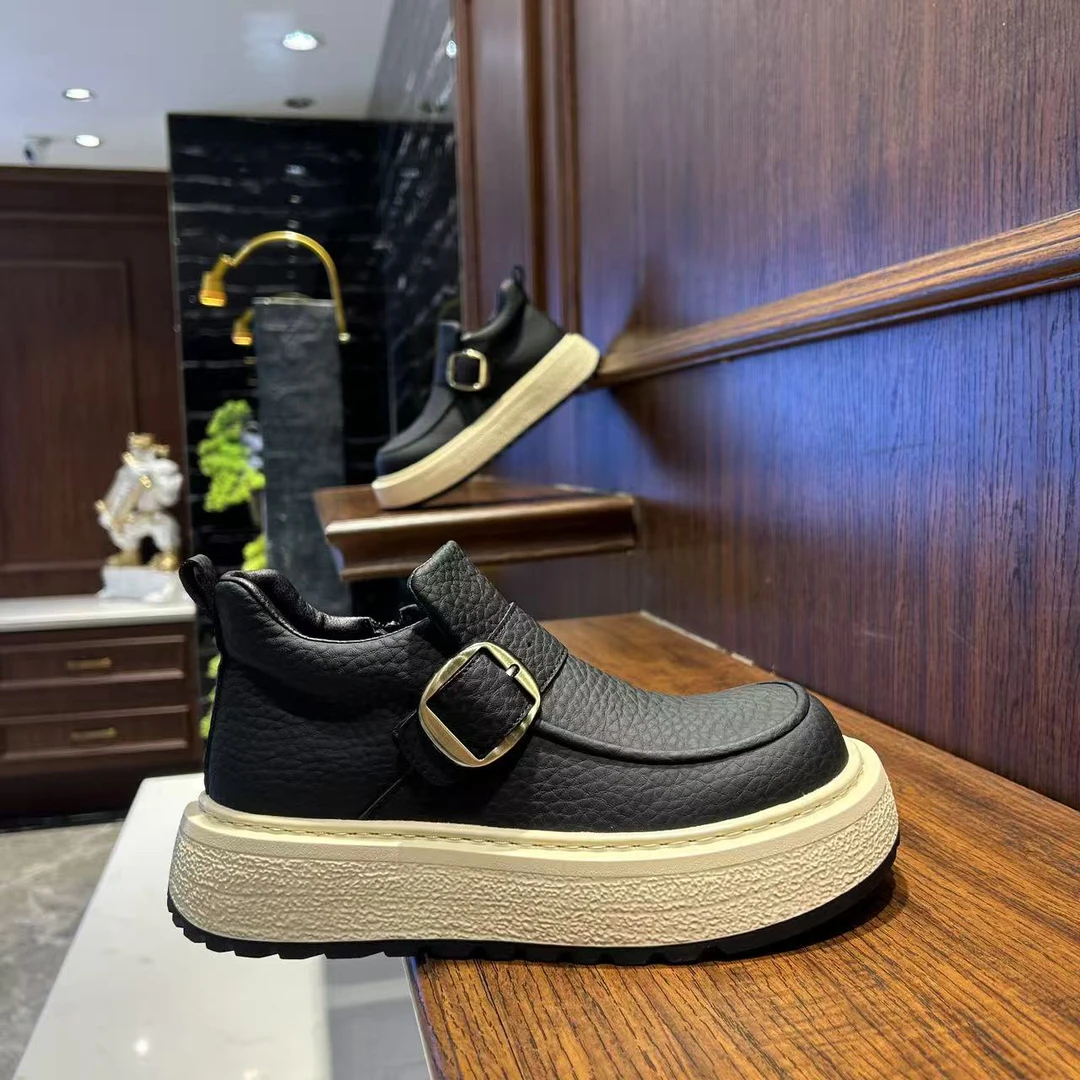 【文麒潮鞋】秋冬新款厚底卡扣一脚蹬男士时尚休闲潮鞋百搭潮流舒适