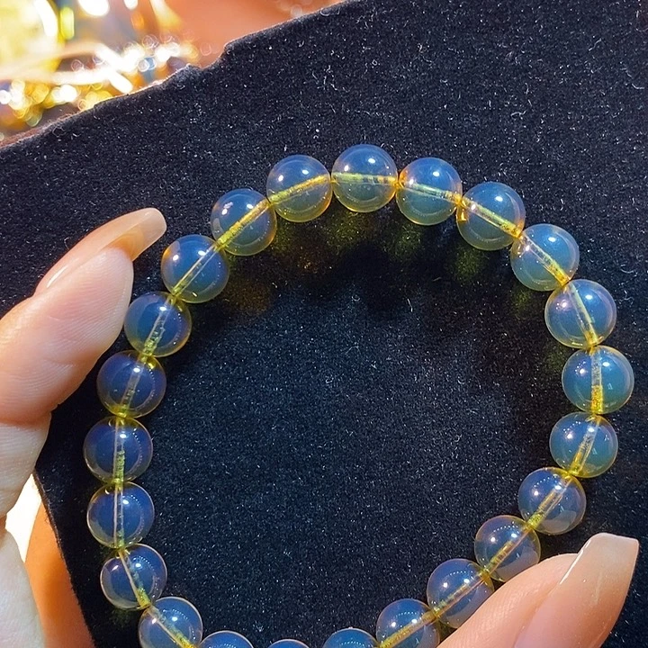 蓝珀未镶嵌珠宝奇石墨西哥蓝珀手串8