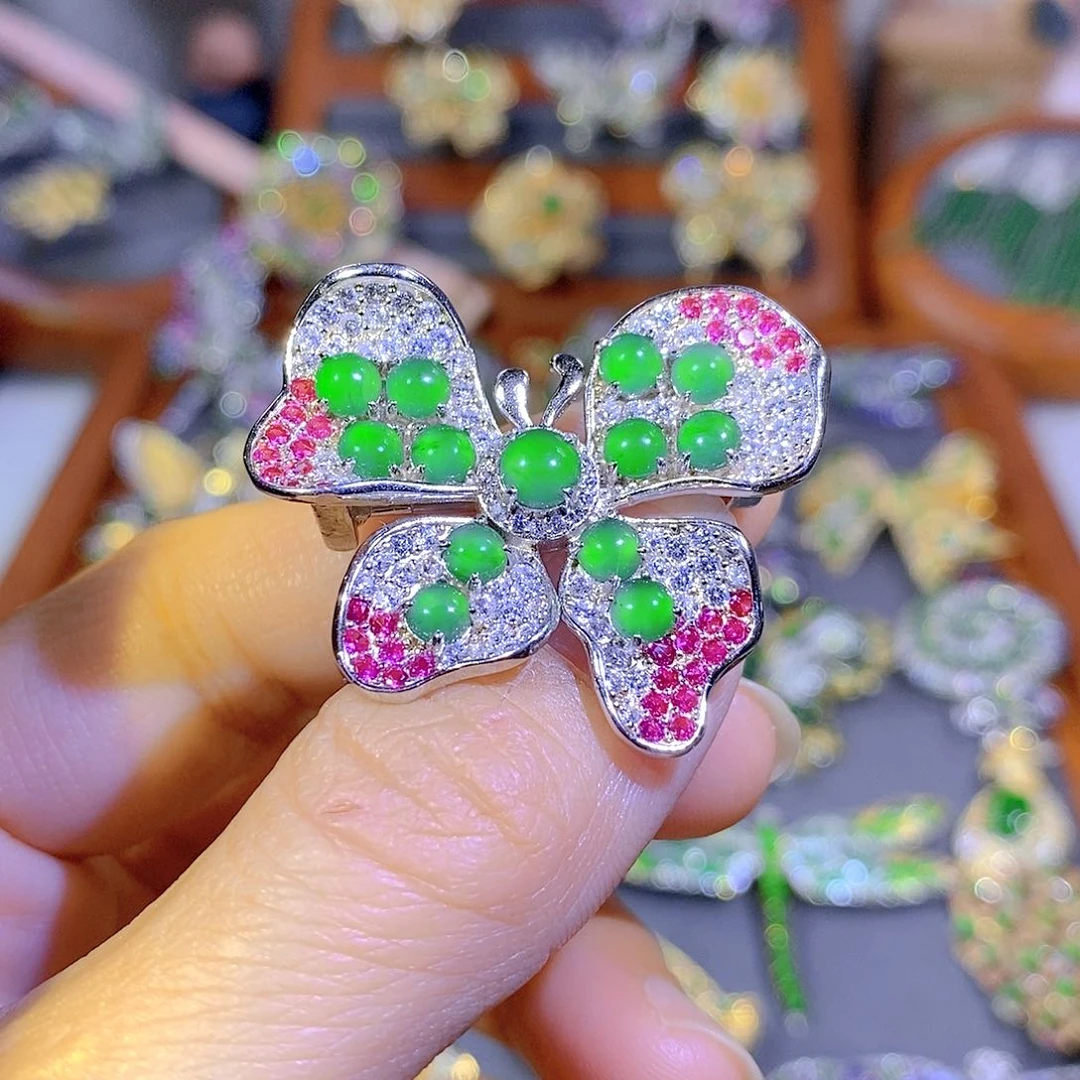 颈饰银S925镶嵌翡翠