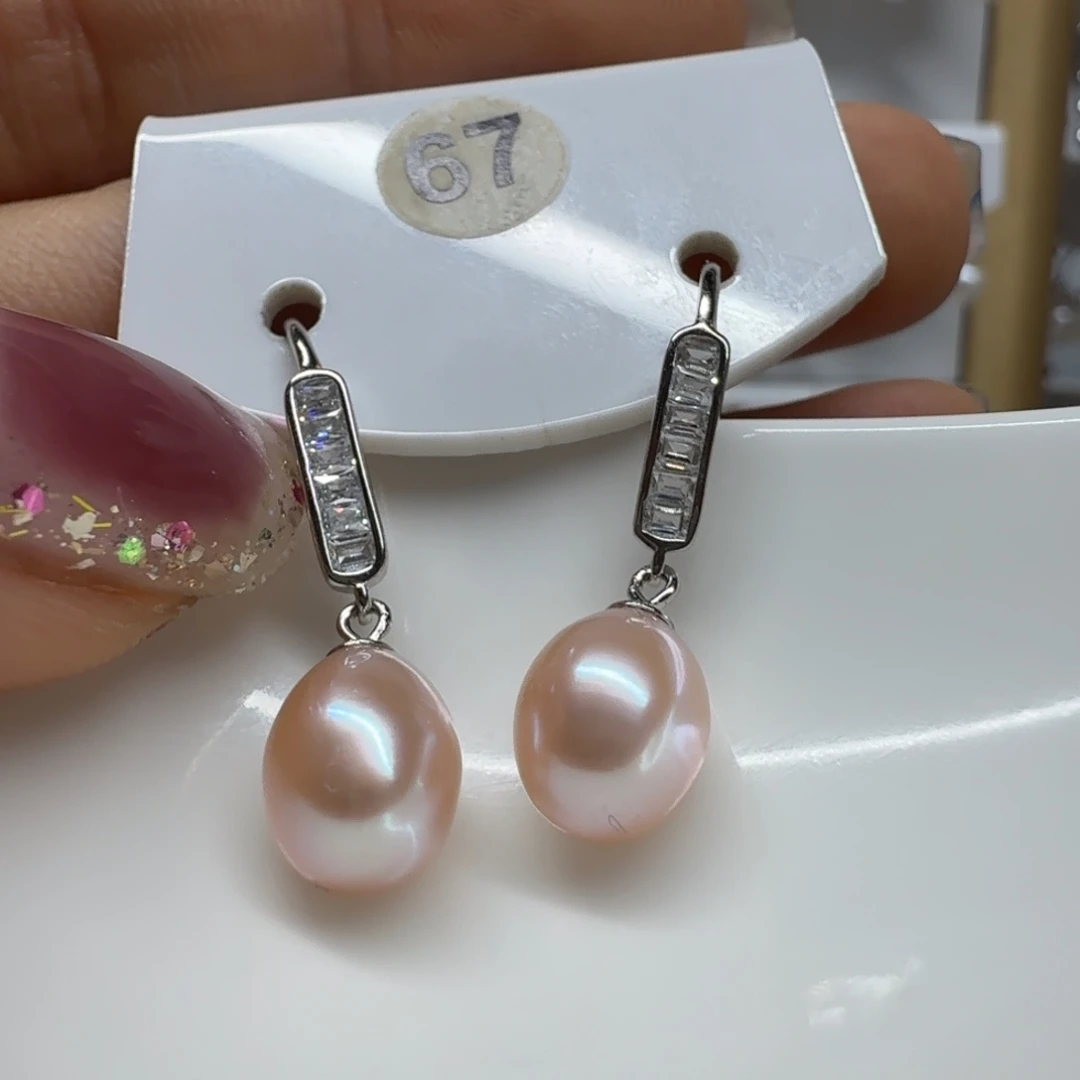 耳饰银S925镶嵌淡水珍珠珍珠