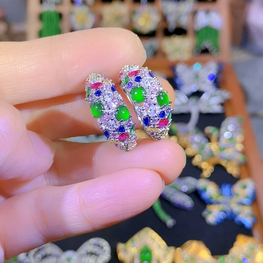 吊坠(不含链)银S925镶嵌翡翠