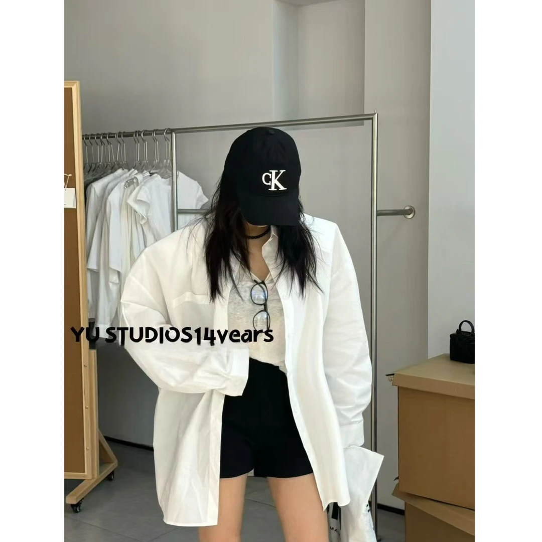 【原版现货-纯色垫肩衬衣】東room夏款韩版百搭纯色垫肩衬衣女