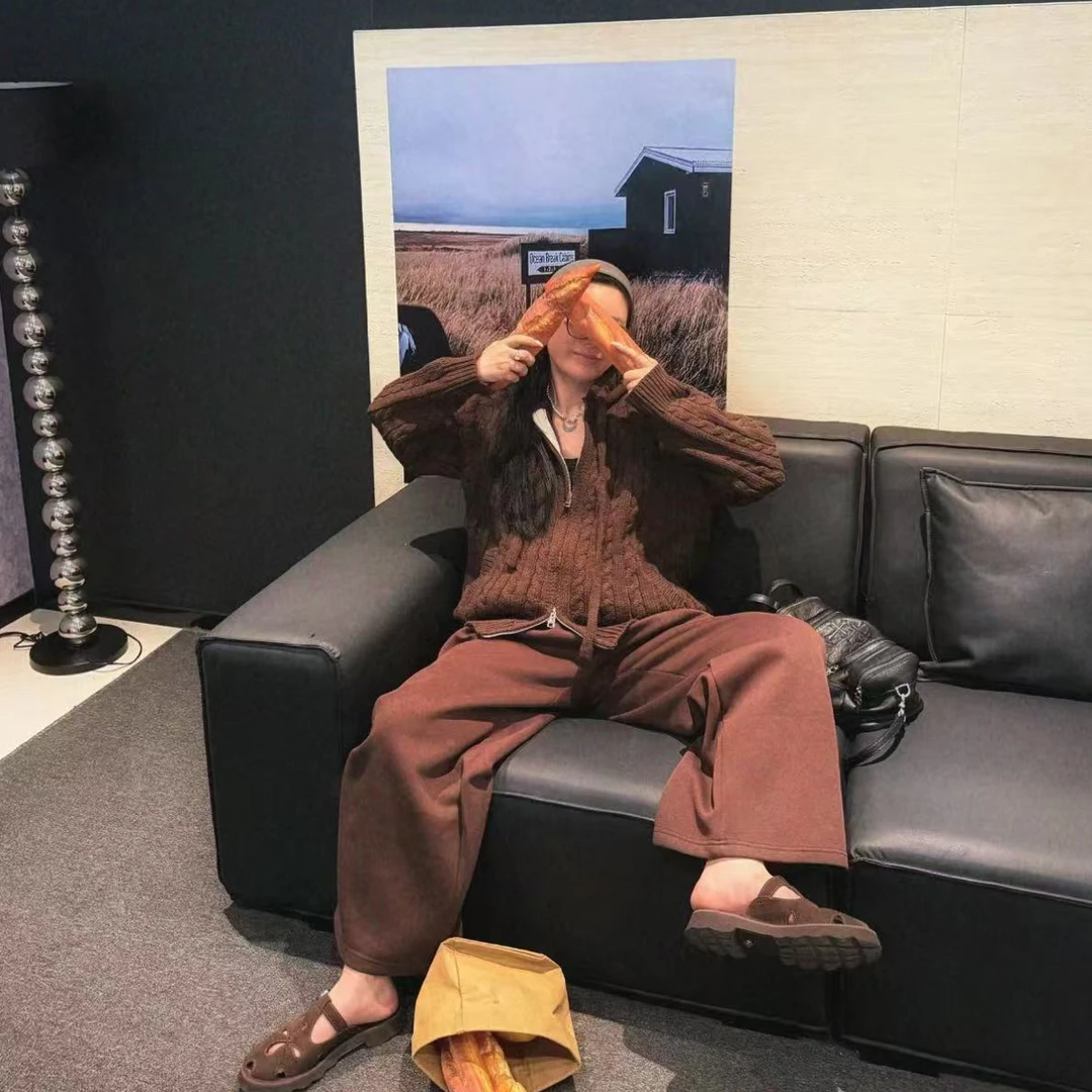 321636卫裤009拉链毛衣套装