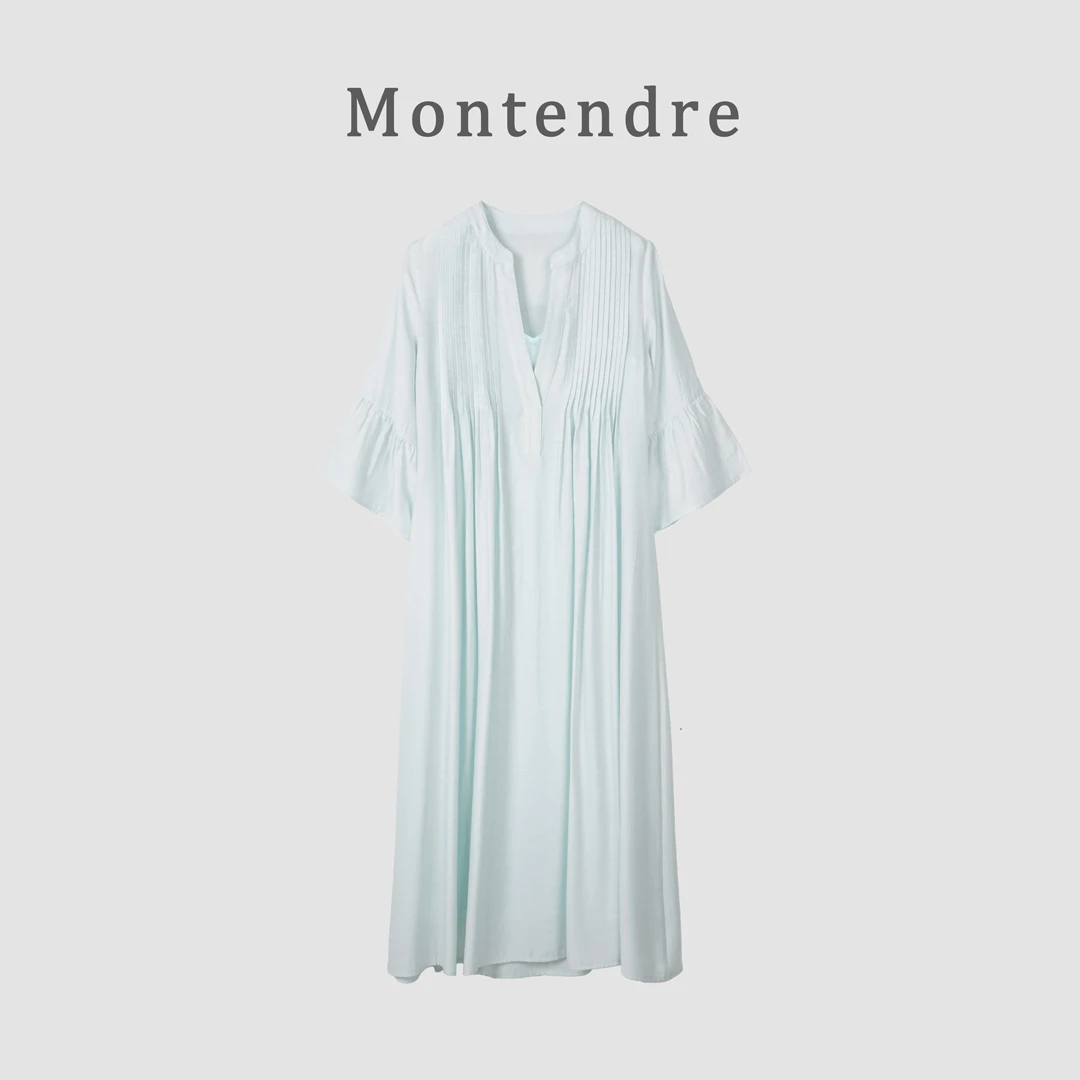 【MonTendre】夏季新款 S 时尚宽松极简风褶皱设计感气质百搭连衣裙