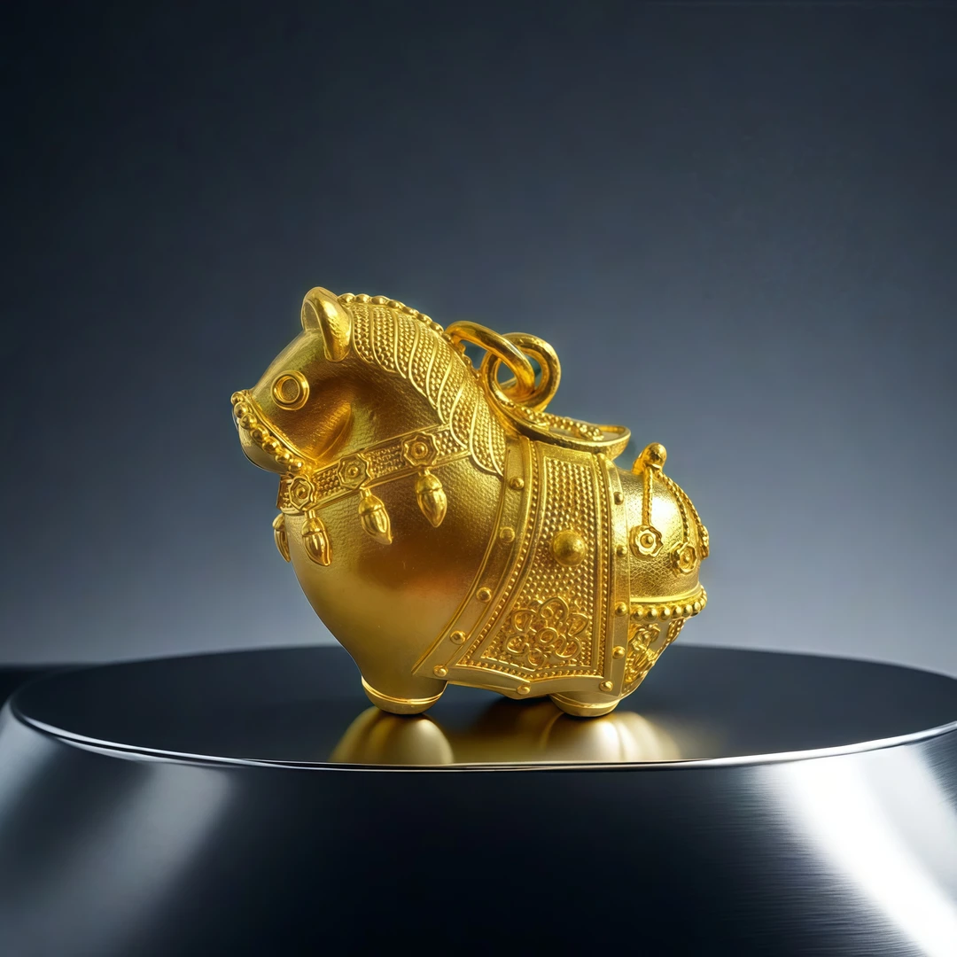 足金999 古法工艺唐马吊坠