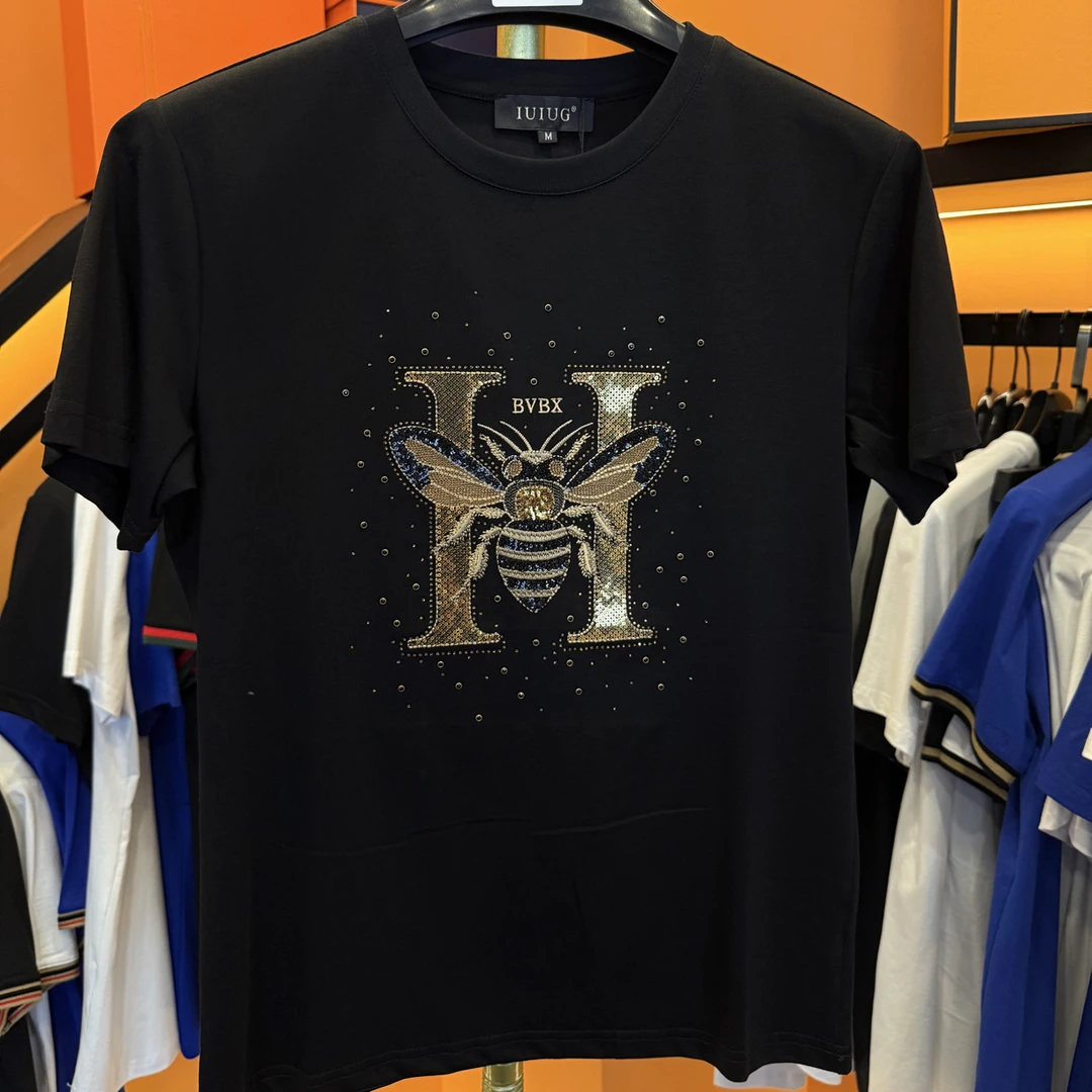 酒醉H蜜蜂--D87987--休闲百搭短袖丝光棉T恤