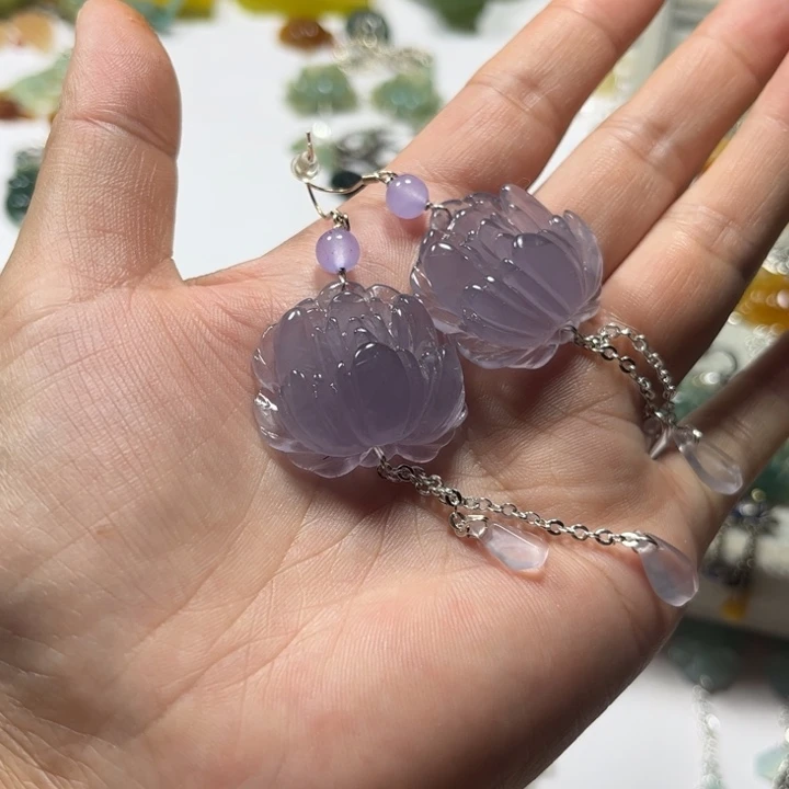 蛇纹石玉合金耳饰