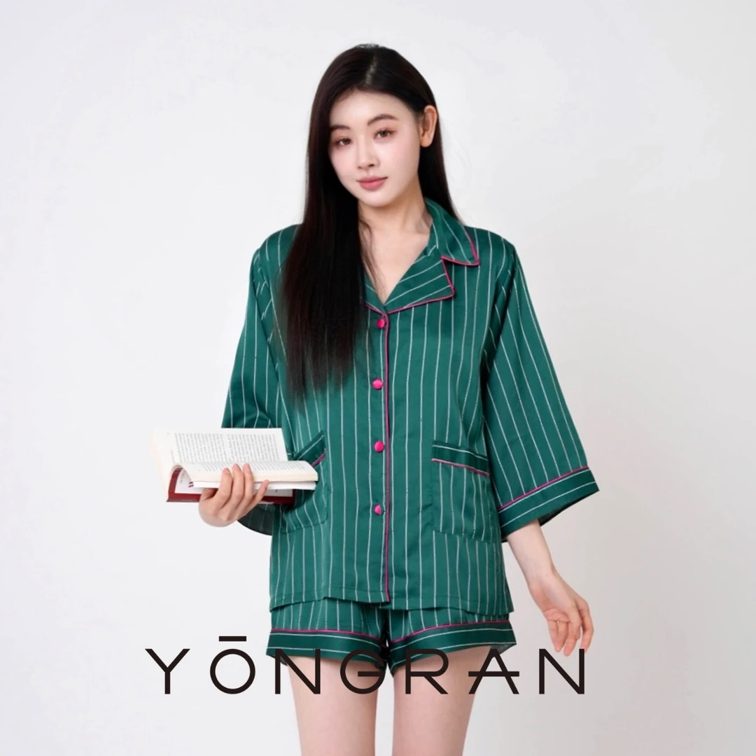 YONGRAN雍然｜绿野踪迹 雍然家居服短袖短裤绿色条纹