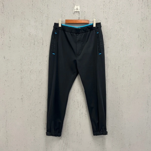 99新 Prada/普拉达 prada黑色蓝色条纹魔术贴长裤L码