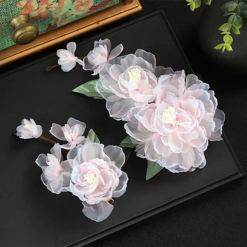 【云鬓花颜阁烫花发夹】 国色天香套装一对新中式汉服发饰古风仙气