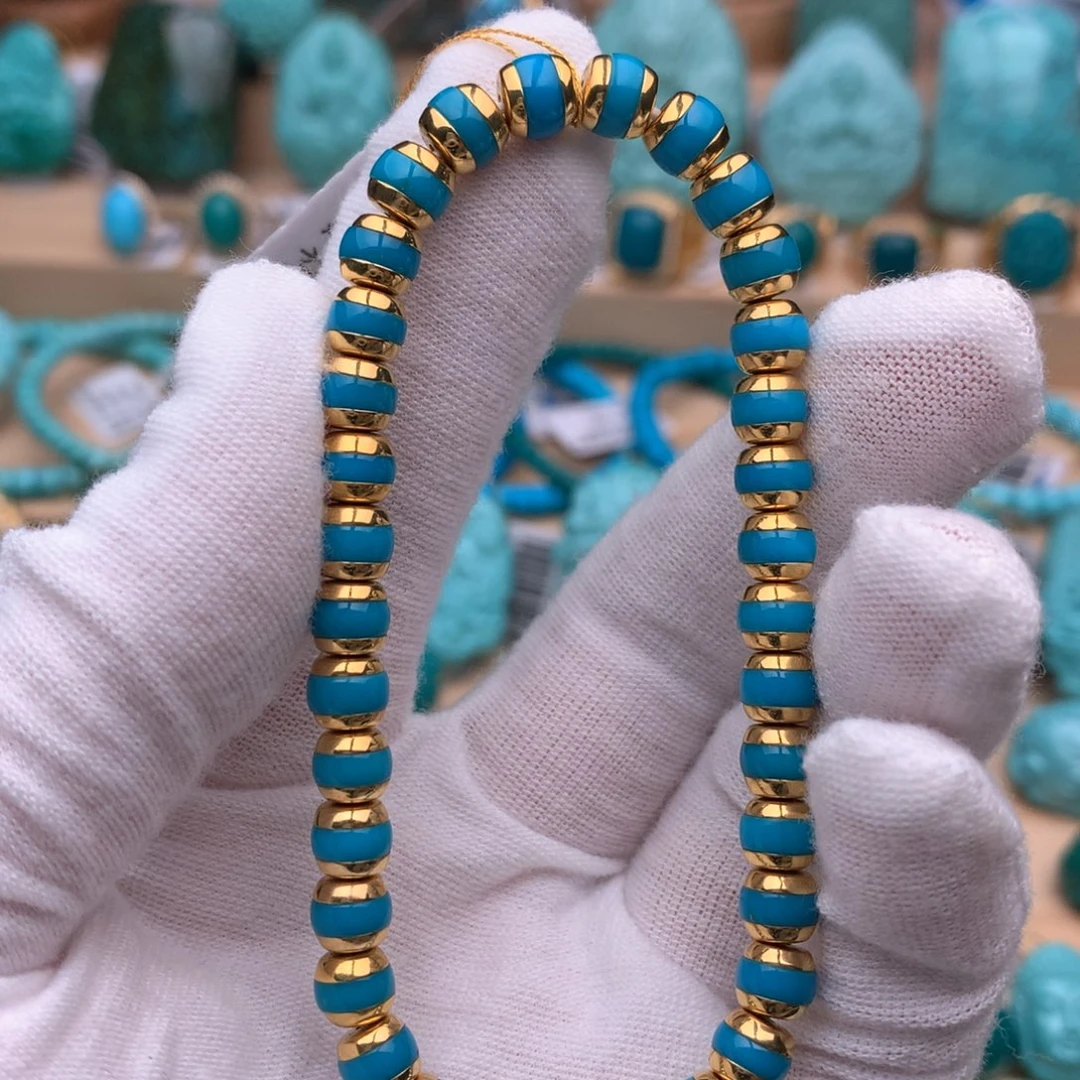 绿松石18K金镶嵌珠宝奇石6mm