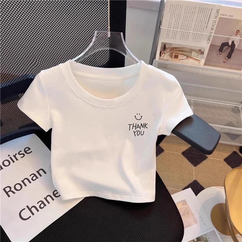 短款T恤白色2025夏季设计感高腰显瘦短袖少女学生百搭上衣ins露脐