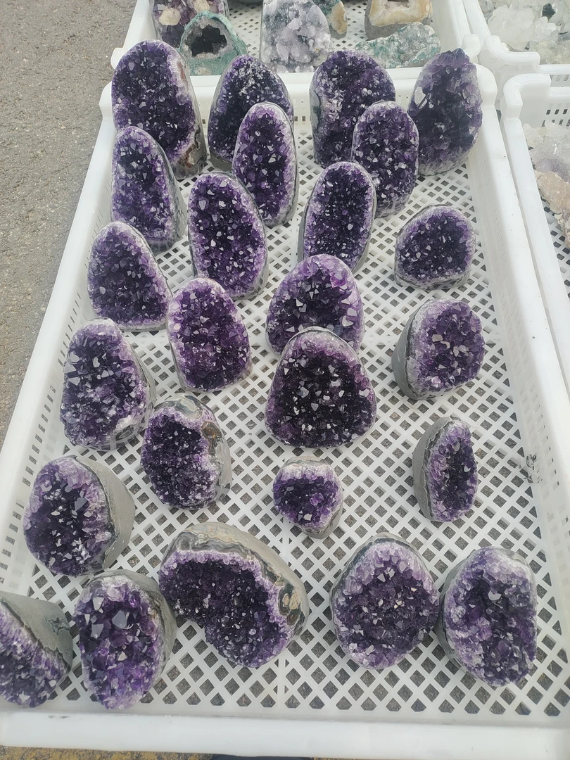 天然水晶紫晶洞小型摆件