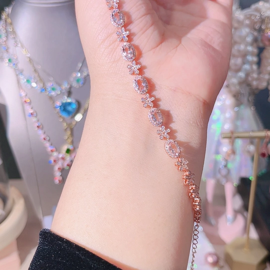 绿柱石手链银S925镶嵌手链