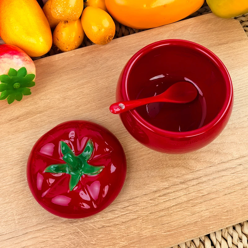 家用厨房陶瓷耐高温实用番茄造型调料罐调味罐油泼辣子罐